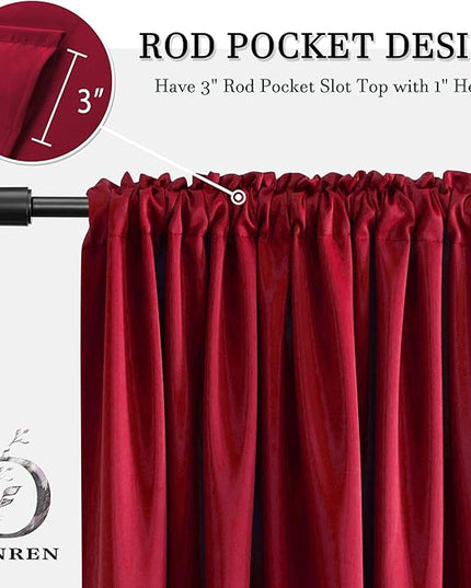 DONREN Christmas Festival Red Blackout Curtains - Set of 2 Thermal Insulated Rod Pocket Curtain Panels for Bedroom(42 W x 63 L)