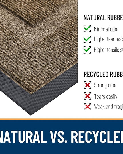OLANLY Half Circle Door Mat Indoor Outdoor Entrance Welcome, Waterproof All-Season, All-Weather Doormat, Sturdy Natural Rubber, Low Profile, Easy Clean Patio Porch Entryway Mat, 36x24, Brown
