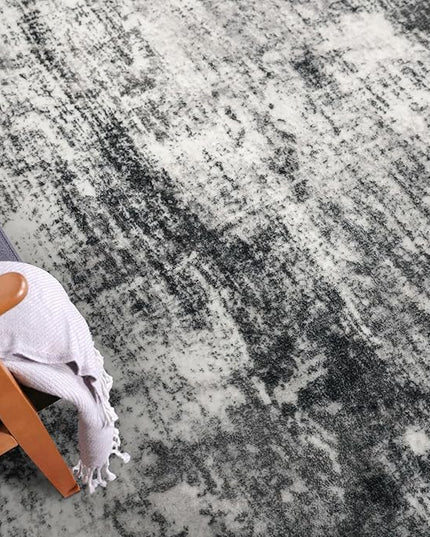 IOHOUZE Abstract Runner Rug 3x18 Ft Extra Long Washable Runners for Hallways, Non Slip Kitchen Runner Printed Faux Wool Entryway Runner Indoor, Modern Abstract Floor Carpet for Hall Stair, Black Grey