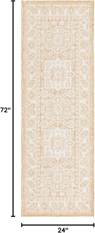 Rugs.com Outdoor Aztec Collection Rug – 6 Ft Runner Natural Flatweave Rug Perfect for Hallways, Entryways