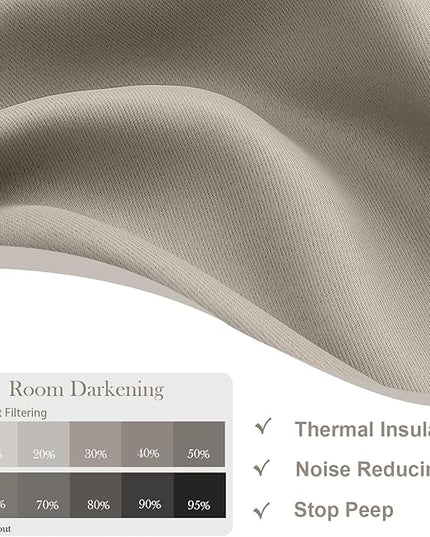 Gwine Stone Blackout Curtains for Bedroom 84 inches Long 2 Panels Set, Solid Noise Reducing Thermal Insulated Blackout Curtains for Living Room with Rod Pocket, Each 40" Wx84 L