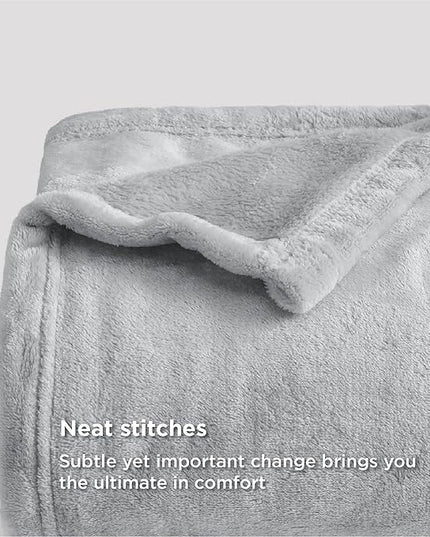 Bedsure GentleSoft Twin XL Fleece Blanket Dorm Bedding - Lightweight Soft Cozy Blankets for Bed, Sofa, Couch, Travel, Camping,Light Grey, 66"x90"