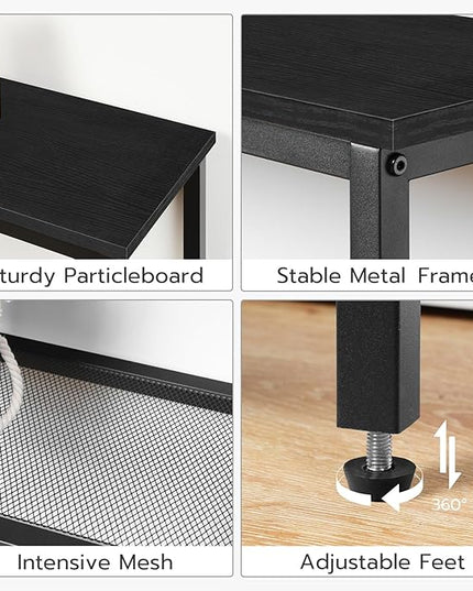 HOOBRO 29.5" Narrow Console Table, 3-Tier Entryway Table, Thin Sofa Table with Shelves, Side Table, Display Table, for Hallway, Entrance, Living Room, Bedroom, Black BB73XG01