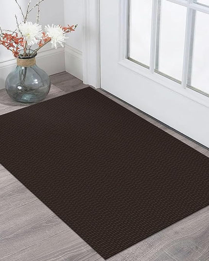 KOZYFLY Washable Area Rug 2x3 Ft Small Entryway Rug Indoor Door Mat Throw Rugs with Rubber Backing, Braided Cotton Floor Carpet for Front Entrance Bathroom Kitchen Foyer, Dark Coffee/Brown