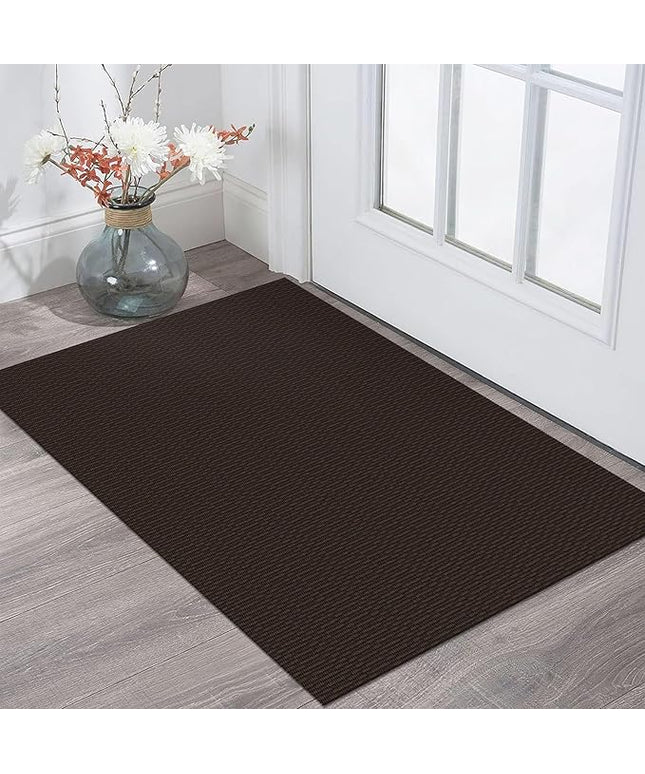 KOZYFLY Washable Area Rug 2x3 Ft Small Entryway Rug Indoor Door Mat Throw Rugs with Rubber Backing, Braided Cotton Floor Carpet for Front Entrance Bathroom Kitchen Foyer, Dark Coffee/Brown