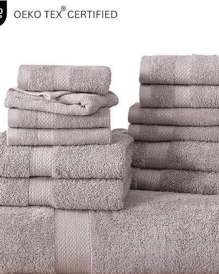 LANE LINEN 100% Cotton Bathroom Towel Set - 6 Pieces - Fluffy, Super Soft & Highly Absorbent - 2 Large Bath Towels, 2 Washcloths, 2 Hand Towels - Ringspun, Double Sided Cotton Terry - Platinum