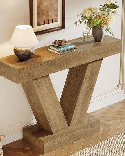 Tribesigns Narrow Console Table, Behind Couch Sofa Small Entryway Table with V-Shaped Legs, Living Room, Hallway, Foyer, Entrance, Brown