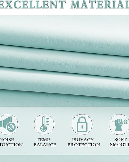 DONREN 2 Panels Blackout Curtain Panels for Bedroom - Room Darkening Thermal Insulated Drapes with Rod Pocket(Aqua,52 by 84 Inch)