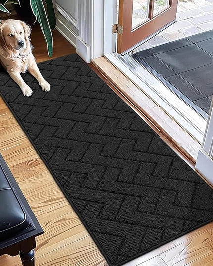 hicorfe Indoor Doormat,Front Back Door Mat Rubber Backing Non Slip Door Mats 20"x59" Absorbent Resist Dirt Entrance Doormat Inside Floor Mats Entryway Washable Low-Profile for Patio,Garden(Charcoal)