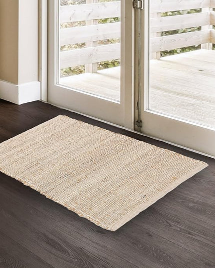 REDEARTH · Jute Cotton Area Rug - 2'x3' Rectangular Rug, Sustainable Handwoven, Non-Shedding, Soft & Durable – Reversible, Neutral Tones for Home Décor in Living Room, Dining Room, Bedroom