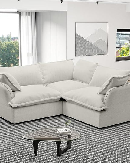 Cloud Sectional Sofa, V Shape Convertible Modular Couches, Down Fill Sectional Sofa,Detachable Couch Cushion Covers, 3 Seater Corner Sofa for Living Room,Grey