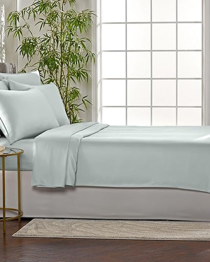 King Sheets by Pure Bamboo, Genuine 100% Organic Viscose Derived from Bamboo Bed Sheet Set, Luxuriously Soft & Cooling, Double Stitching, 2 Year Quality Promise (King, Sea Glass)