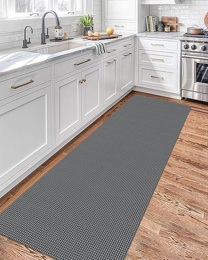KOZYFLY Runners for Hallways 2x7 ft Washable Kitchen Runner Non Slip Rubber Backed Hall Runners Cotton Entryway Runner Rugs Floor Carpet for Indoor Backdoor Bedroom Kitchen, Grey/Dark Grey