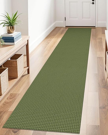 KOZYFLY Runners for Hallways 2x10 ft Washable Kitchen Runner Non Slip Rubber Backed Hallway Rugs Cotton Entryway Runner Rug Floor Carpet for Indoor Hall, Backdoor, Kitchen, Bright Green/Earthy Green