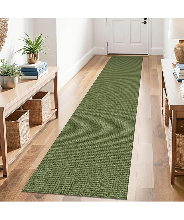 KOZYFLY Runners for Hallways 2x10 ft Washable Kitchen Runner Non Slip Rubber Backed Hallway Rugs Cotton Entryway Runner Rug Floor Carpet for Indoor Hall, Backdoor, Kitchen, Bright Green/Earthy Green