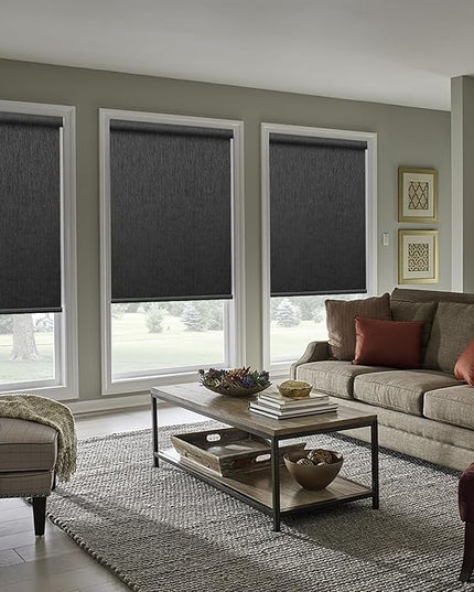 Zshine Motorized Blackout Window Blinds Customize Width (23-95 Inches) Remote Control Wireless and Rechargeable Roller Shades Blinds for Windows, Home, Office, Hotel, Club, Restaurant(82164F)