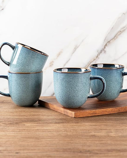 AmorArc 12oz Coffee Mugs, Ceramic Coffee Mugs set of 6 for Man, Woman, Dad, Mom, Modern Coffee Mugs with handle for Latte/Cappuccino/Milk/Cocoa. Dishwasher&Microwave Safe, Ocean Blue