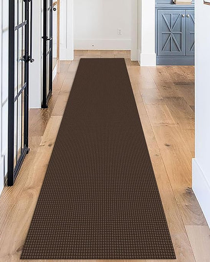 KOZYFLY Long Runners for Hallways 2.6x12 ft Washable Kitchen Runner Non Slip Rubber Backed Hallway Rugs Cotton Entryway Runner Rug Floor Carpet for Indoor Hall, Backdoor, Kitchen, Reddish Brown/Coffee