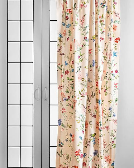 Maison d' Hermine Curtains for Living Room 100% Cotton 84 inch Length Two Panels Light Filtering Curtains for Bedroom Windows with Rod and Loop Pockets Drapes (Neo Ipomee Multicolor, 50" W x 84" L)