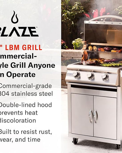 Blaze Prelude LBM Built-In Propane Gas Grill | 32-Inch 4-Burner BBQ with 56,000 BTUs | 304 Stainless Steel Construction | Flame Stabilizing Grids | BLZ-4LBM-LP