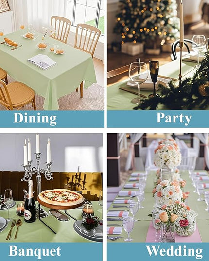 VidaFete Tablecloth 2 Pack 60 * 102inch Rectangle Table Cloth Polyester, Stain Wrinkle Resistant Polyester Dining Table Cover for Kitchen Dinning Party Wedding Tabletop Buffet Decoration(Sagegreen)