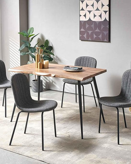 NORDICANA 5-Piece Dining Table Set, Modern Rectangular Dining Table and Chairs Set for Kitchen, Dining Room, Dinette, Breakfast Nook w/ 4 Chairs - Faux Leather Gray