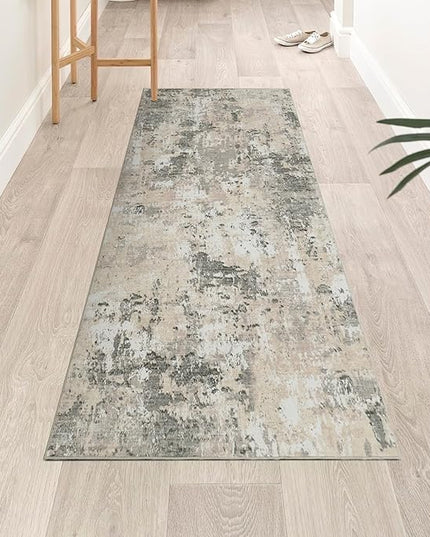 Modern Abstract 2x6 Runner Rug Washable Non Slip Stain Resistant Rug for Hallway Kitchen Bedroom Non Shedding Low Pile Indoor Floor Cover,Grey Yellow