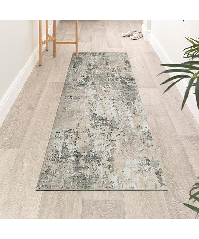 Modern Abstract Runner Rug 2x5 Washable Non Slip Stain Resistant Rug for Bedroom Living Room Non Shedding Low Pile Indoor Floor Cover,Grey Yellow