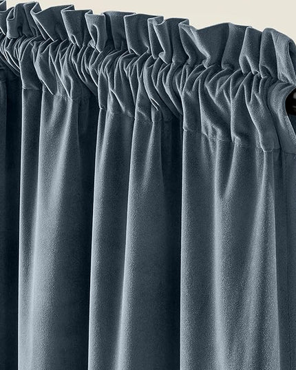 Lazzzy Velvet Blackout Curtains Thermal Insulated Room Window Drapes Super Soft Luxury Curtains for Living Room Bedroom Rod Pocket 2 Panels, Dark Slate, 62" W x 96" L