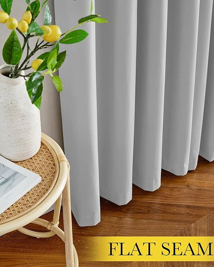 NICETOWN 100% Blackout Off White Curtains for Bedroom, Grommet Thermal Window Treatments Portable Curtains Lightweight Travel Shades for Living Room/Home Office, W52 x L63
