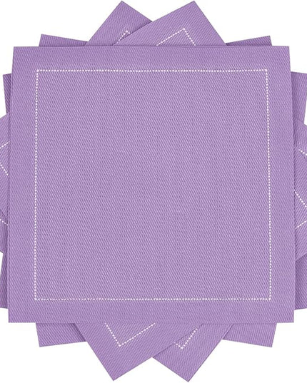 Five Star Napkins Luxury Cotton Cloth Cocktail Napkins - Bar Napkins, Party Napkins, Beverage Napkins, Events, Holiday, Wedding, Birthday, Parties - 4.5" x 4.5" - Disposable (50 x) Lavender