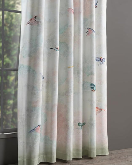 Maison d' Hermine Curtains for Living Room 100% Cotton 96 inch Length Two Panels Light Filtering Curtains for Bedroom Windows with Rod and Loop Pockets Drapes (Flying Birds, 50" W x 96" L)