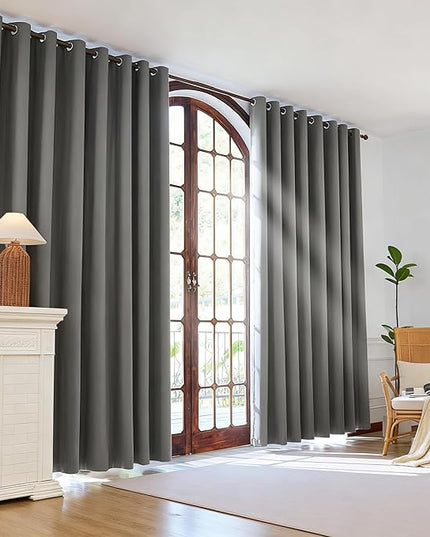 Room Darkening Curtains 72 Inch Length for Bedroom Living Room, Insulated Thermal Grommet Curtain Drapes, Blackout(60-90%,Not 100%) Window Treatment Decor, 2 Panels, 52x72, CharcoalGrey