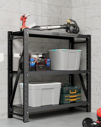 Garage Shelving Unit Rustproof 50“W Heavy Duty Storage Shelves Easy Assembly 3 Tier Adjustable Metal Steel Utility Shelf Rack Garage Storage Organize for Tools Basement,Warehouse