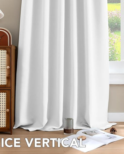 H.VERSAILTEX White Curtains Thermal Insulated Window Treatment Panels Room Darkening Privacy Assured Drapes for Living Room Back Tab/Rod Pocket Bedroom Draperies, 42 x 84 Inch, 2 Panels