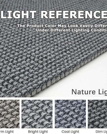 KOZYFLY Runners for Hallways 2x8 ft Washable Kitchen Runner Non Slip Rubber Backed Hall Runners Cotton Entryway Runner Rugs Floor Carpet for Indoor Backdoor Bedroom Kitchen, Grey/Dark Grey