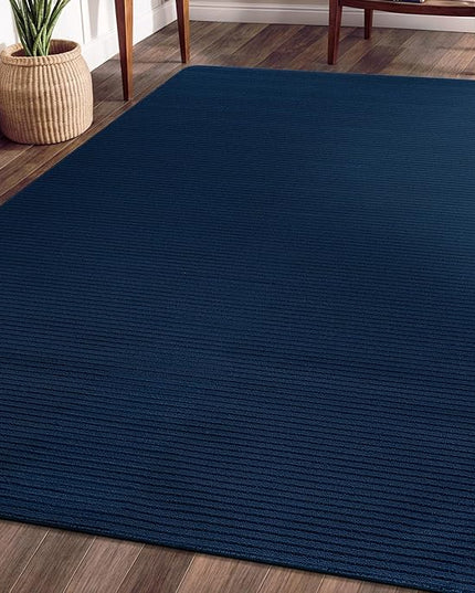 Beverly Rug Non-Slip Modern Rug 4x6 Solid Traditional Rubber Backing Machine Washable Soft Thin Indoor Area Rugs for Living Room Stain Resistant Non Shedding Casual Carpet (4 x 6 Navy Blue)