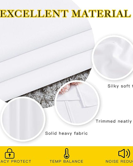 NICETOWN White Short Window Curtains for Windows 50 inch Long - Solid Grommet 50% Light Reducing Thermal Insulated Curtain Panels for Kitchen/Bedroom (White, W34 x L50, 1 Pair)