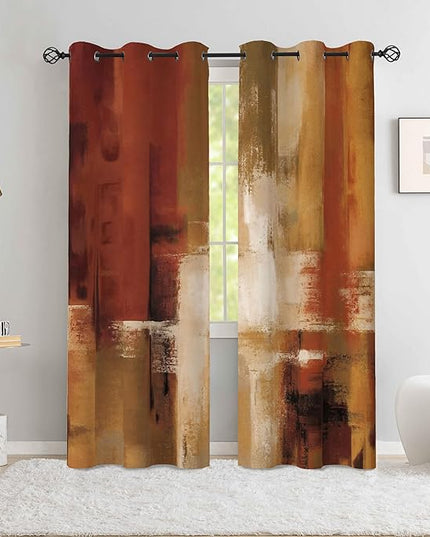 Asuexpect Burnt Orange Curtains 2 Panels Abstract Rust Curtain Room Darkening Grommet Window Drapes Modern Decorative Window Treatments for Bedroom Living Room, 42x84 Inches
