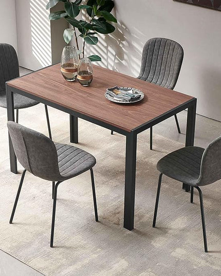 NORDICANA 5 - Piece Dining Set, Industrial Style 47 in Kitchen Table with Dark Grey Faux Leather Dining Chairs for 4 Person, Dining Room Table Set for Dinette, Breakfast Nook Breakfast Nook