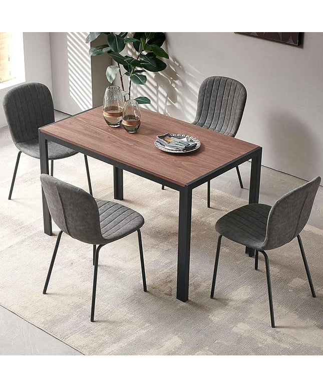 NORDICANA 5 - Piece Dining Set, Industrial Style 47 in Kitchen Table with Dark Grey Faux Leather Dining Chairs for 4 Person, Dining Room Table Set for Dinette, Breakfast Nook Breakfast Nook