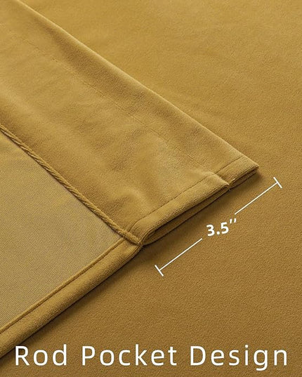Joydeco Brown Velvet Curtains 108 inch Length 2 Panels, Luxury Blackout Rod Pocket Thermal Insulated Window Curtains, Super Soft Room Darkening Drapes for Living Dining Room Bedroom,W52 x L108 inches