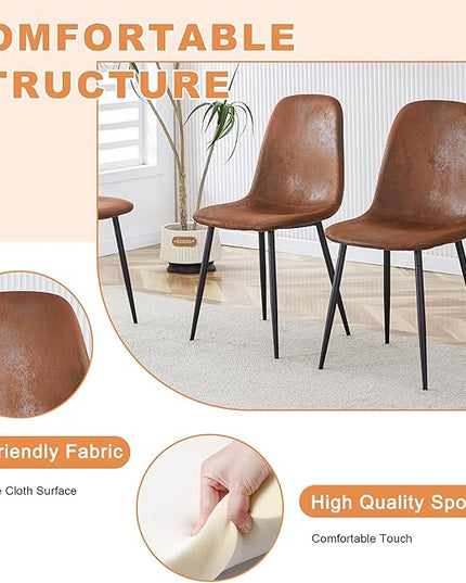 4 Chair Dining Table Set，Dinner Table Set for 4，55'' Kitchen Table and PU Leather Chairs Set of 4, 5 Piece Dining Table Set for Kitchen Dining Room