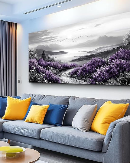 KELIYUAN Large Canvas Wall Artwork Home Decoration Painting Black And White Landscape Modern Print Painting Living Room Decor And Bedroom Office Wall Decoration Natural Scenery Mural 24 X 48 Inches