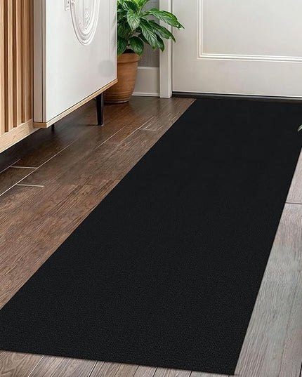 KOZYFLY Washable Runner Rug 2x5 Ft Runners for Hallways Non Slip Kitchen Rug, Braided Cotton Entryway Runner Indoor, Carpet Runners for Hallway Kitchen Entryway Bedroom, Black