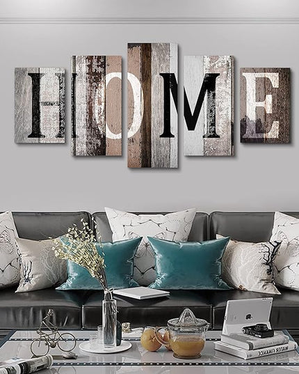 LUDUHU Love Sanctuary Canvas Print Wall Art - 5 Pieces Sweet Home Sign Wall Art,white Home Sweet Heart Painting,modern Family Wall Decor (G,Oversize 80x40inch)