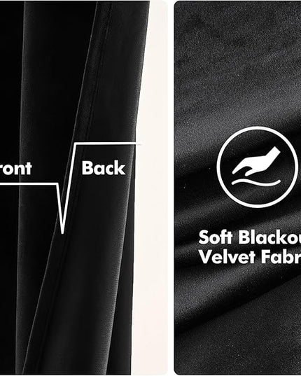 MIULEE Velvet Curtains Black Elegant Grommet Thermal Insulated Soundproof Room Darkening Curtain/Drapes for Classical Living Room Bedroom Halloween Decor 66 x 96 Inch Set of 2