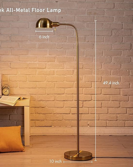O'Bright Nova - Adjustable Floor Lamp with Flexible Gooseneck and Rotatable Shade, E26 Socket, 10-Inch Base - Ideal for Reading, Bedside, Living Room, Antique Brass