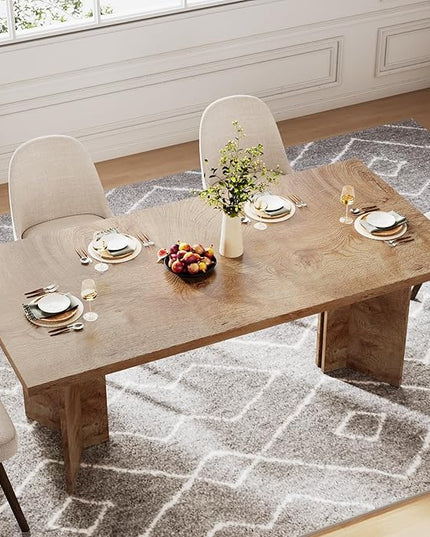Tribesigns 63-inch Dining Table for 4-6, Farmhouse Kitchen Table with Large Tabletop, Rectangular Dinner Eating Table for Dining Room, Living Room, Kitchen, Light Oak Brown