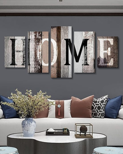 LUDUHU Love Sanctuary Canvas Print Wall Art - 5 Pieces Sweet Home Sign Wall Art,white Home Sweet Heart Painting,modern Family Wall Decor (G,Oversize 80x40inch)